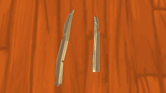 The two broken pieces for the Katana Blade