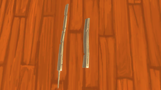 The two broken pieces for the Wakizashi Blade